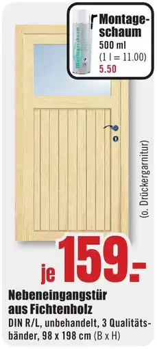 B1 Discount Baumarkt Nebeneingangstür aus Fichtenholz Angebot