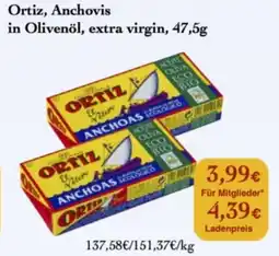 LPG Biomarkt Ortiz, Anchovis in Olivenöl, extra virgin Angebot