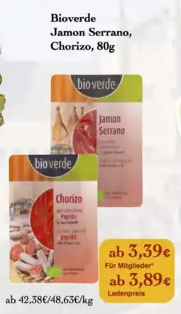 LPG Biomarkt bio verde Jamon Serrano, Chorizo Angebot