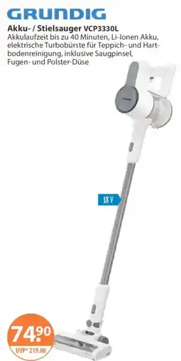V Markt GRUNDIG Akku- / Stielsauger VCP3330L Angebot