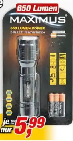 Posten Börse MAXIMUS 650 Lumen POWER 5 W LED Taschenlampe Angebot