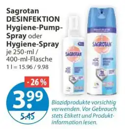 V Markt Sagrotan DESINFEKTION Hygiene-Pump-Spray oder Hygiene-Spray Angebot