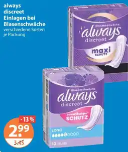 V Markt always discreet Einlagen bei Blasenschwäche Angebot