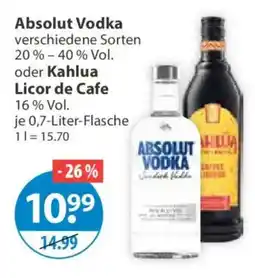 V Markt Absolut Vodka oder Kahlua Licor de Cafe Angebot