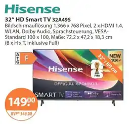 V Markt Hisense 32" HD Smart TV 32A49S Angebot