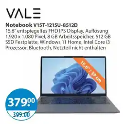 V Markt VALE Notebook V15T-1215U-8512D Angebot