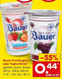 Netto Marken-Discount Bauer Fruchtjoghurt oder Yoghurtdrink Angebot