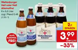 Netto Marken-Discount Weltenburger Hell oder Hell Alkoholfrei Angebot