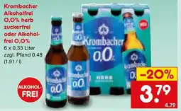 Netto Marken-Discount Krombacher Alkoholfrei 0,0% herb zuckerfrei oder Alkoholfrei 0,0% Angebot