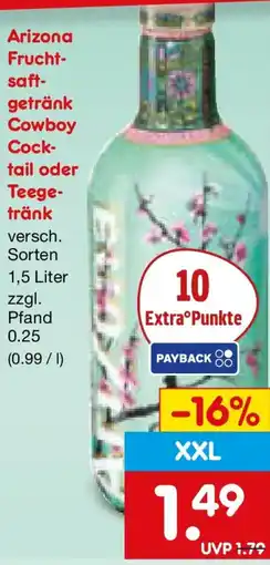 Netto Marken-Discount Arizona Fruchtsaftgetränk Cowboy Cocktail oder Teegetränk Angebot