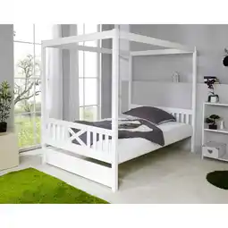 Netto Marken-Discount TiCAA Himmelbett Lino Kiefer Weiß 140x200 Angebot