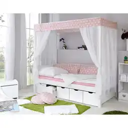 Netto Marken-Discount TiCAA Himmelbett Rosa 310 Kiefer Weiß (Rosa/Weiß Stern) Angebot