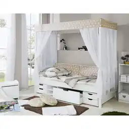 Netto Marken-Discount TiCAA Himmelbett Beige 310 Kiefer Weiß (Beige/Weiß Stern) Angebot