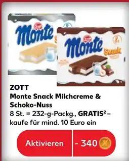 Kaufland ZOTT Monte Snack Milchcreme & Schoko-Nuss Angebot