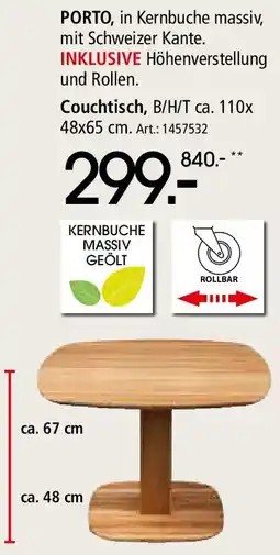 Zurbrüggen LINEA NATURA Couchtisch Angebot