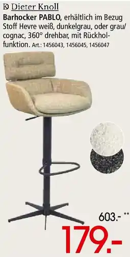 Zurbrüggen Dieter Knoll Barhocker PABLO Angebot