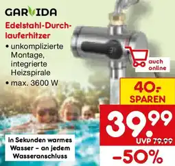 Netto Marken-Discount GARVIDA Edelstahl-Durchlauferhitzer Angebot