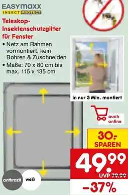 Netto Marken-Discount EASYmaxx Teleskop-Insektenschutzgitter für Fenster Angebot