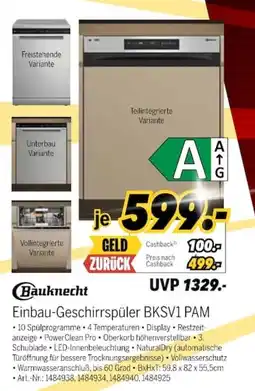 MEDIMAX Bauknecht Einbau-Geschirrspüler BKSV1 PAM Angebot