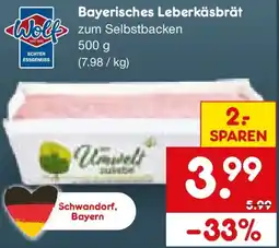 Netto Marken-Discount Wolf Bayerisches Leberkäsbrät Angebot
