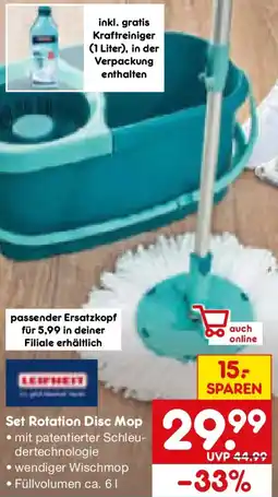Netto Marken-Discount Leifheit Set Rotation Disc Mop Angebot