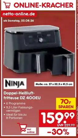 Netto Marken-Discount Ninja Doppel-Heißluftfritteuse DZ 400EU Angebot
