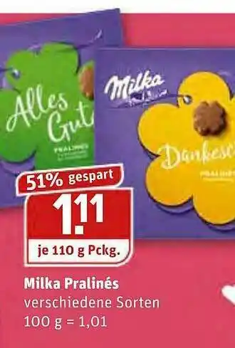 REWE Kaufpark Milka Pralinés Angebot