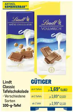 METRO Lindt Classic Tafelschokolade Angebot