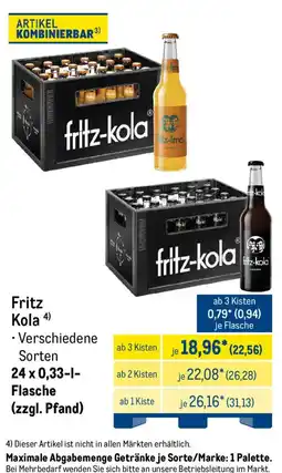METRO Fritz Kola Angebot