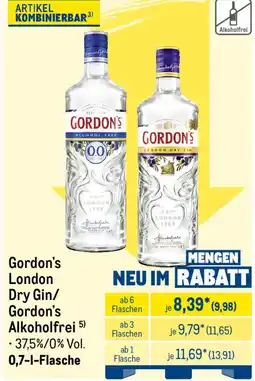 METRO Gordon's London Dry Gin/Gordon's Alkoholfrei Angebot
