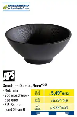 METRO Geschirr-Serie „Nero“ 10) APS Angebot