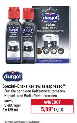 METRO durgol Spezial-Entkalker swiss espresso Angebot