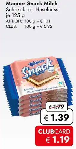 Travel Free Manner Snack Milch Angebot