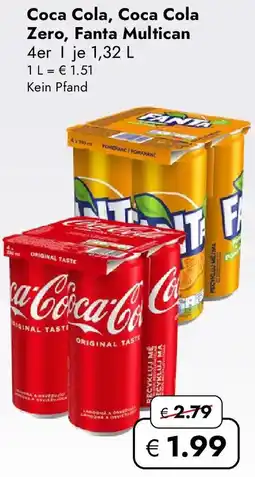 Travel Free Coca Cola, Coca Cola Zero, Fanta Multican Angebot