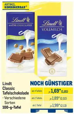 METRO Lindt Classic Tafelschokolade Angebot
