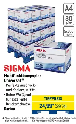 METRO SIGMA Multifunktionspapier Universal Angebot