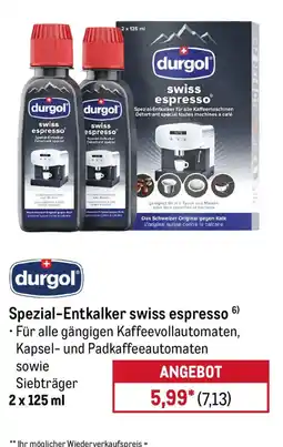 METRO durgol Spezial-Entkalker swiss espresso Angebot