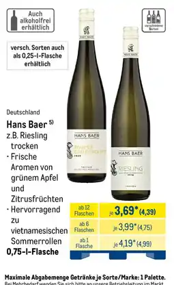 METRO Hans Baer Riesling Angebot