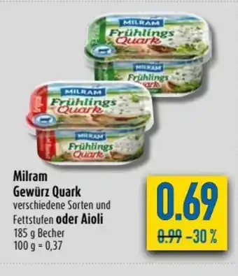 diska Milram Gewurz Quark oder Aioli 185g Angebot