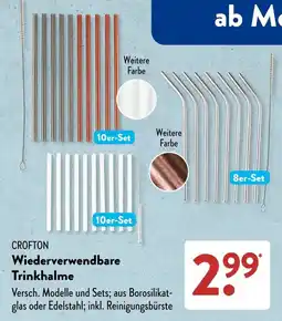 Aldi Süd CROFTON Wiederverwendbare Trinkhalme Angebot