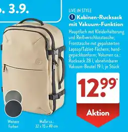 Aldi Süd Kabinen-Rucksack mit Vakuum-Funktion Angebot