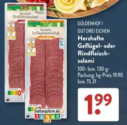 Aldi Süd GÜLDENHOF Herzhafte Geflügel- oder Rindfleisch-salami Angebot
