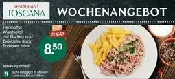 Möbel Martin Herzhafter Wurstsalat mit Gurken und Zwiebeln, dazu Pommes frites Angebot
