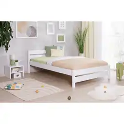 Netto Marken-Discount TiCAA Massivholz Einzelbett Bora Kiefer Weiß Angebot