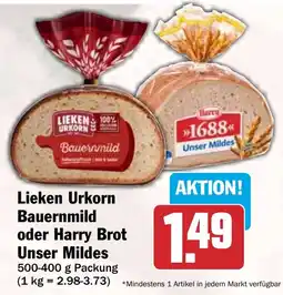 HIT Lieken Urkorn Bauernmild oder Harry Brot Unser Mildes Angebot