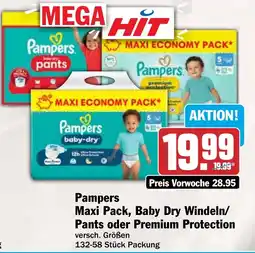 HIT Pampers Maxi Pack, Baby Dry Windeln/Pants oder Premium Protection Angebot