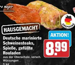HIT Deutsche marinierte Schweinesteaks, Spieße, gefüllte Rouladen Angebot