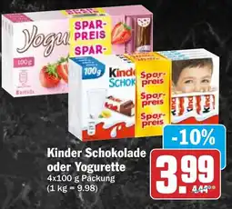 HIT Kinder Schokolade oder Yogurette Angebot