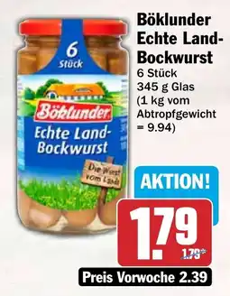 HIT Böklunder Echte Land-Bockwurst Angebot