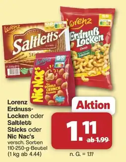Famila Nord West Lorenz Erdnuss-Locken oder Saltlett Sticks oder Nic Nac's Angebot